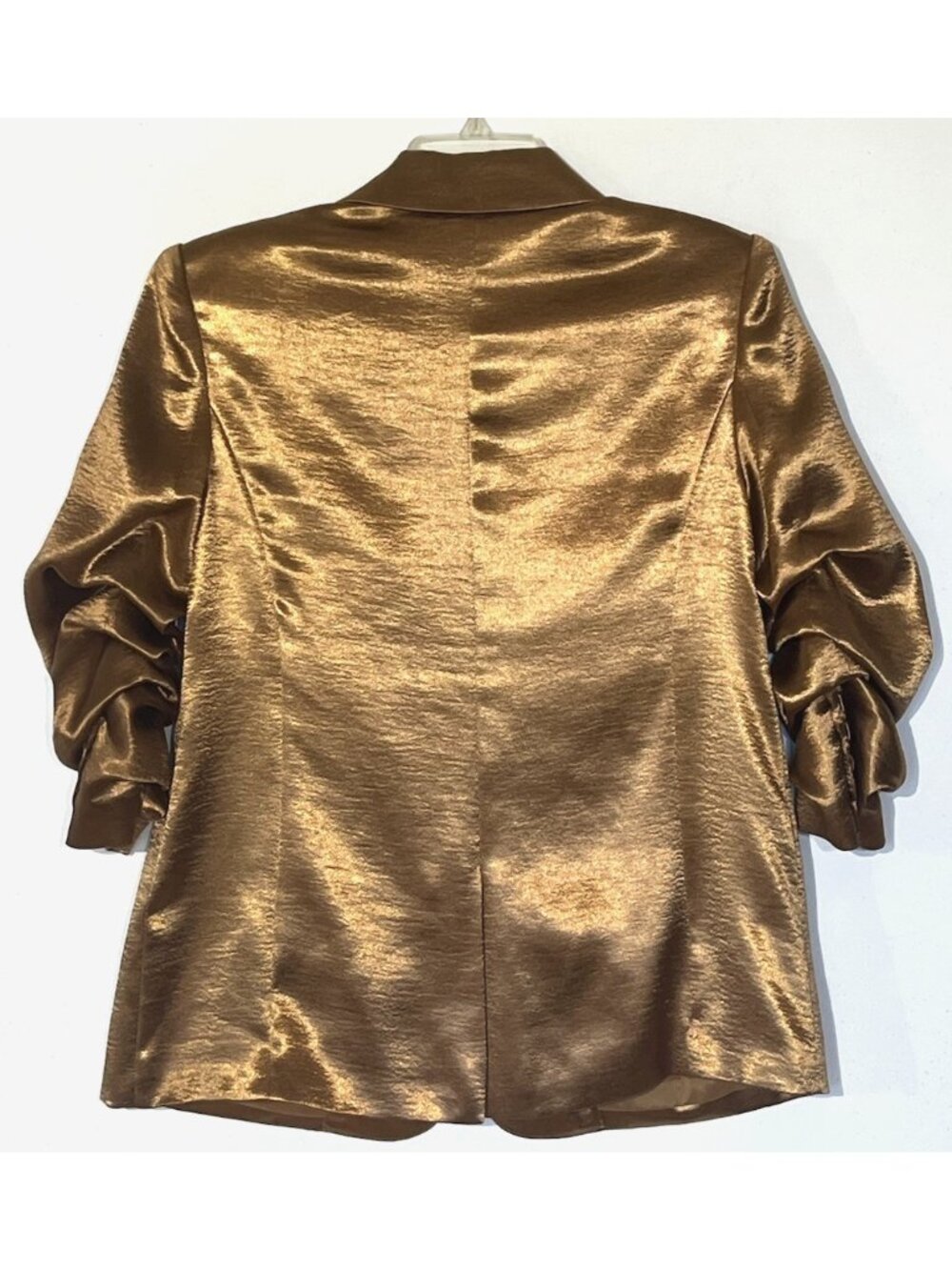 Cinq a Sept Kylie Cinnamon Satin Ruched Sleeves Blazer Jacket - Picture 4 of 12